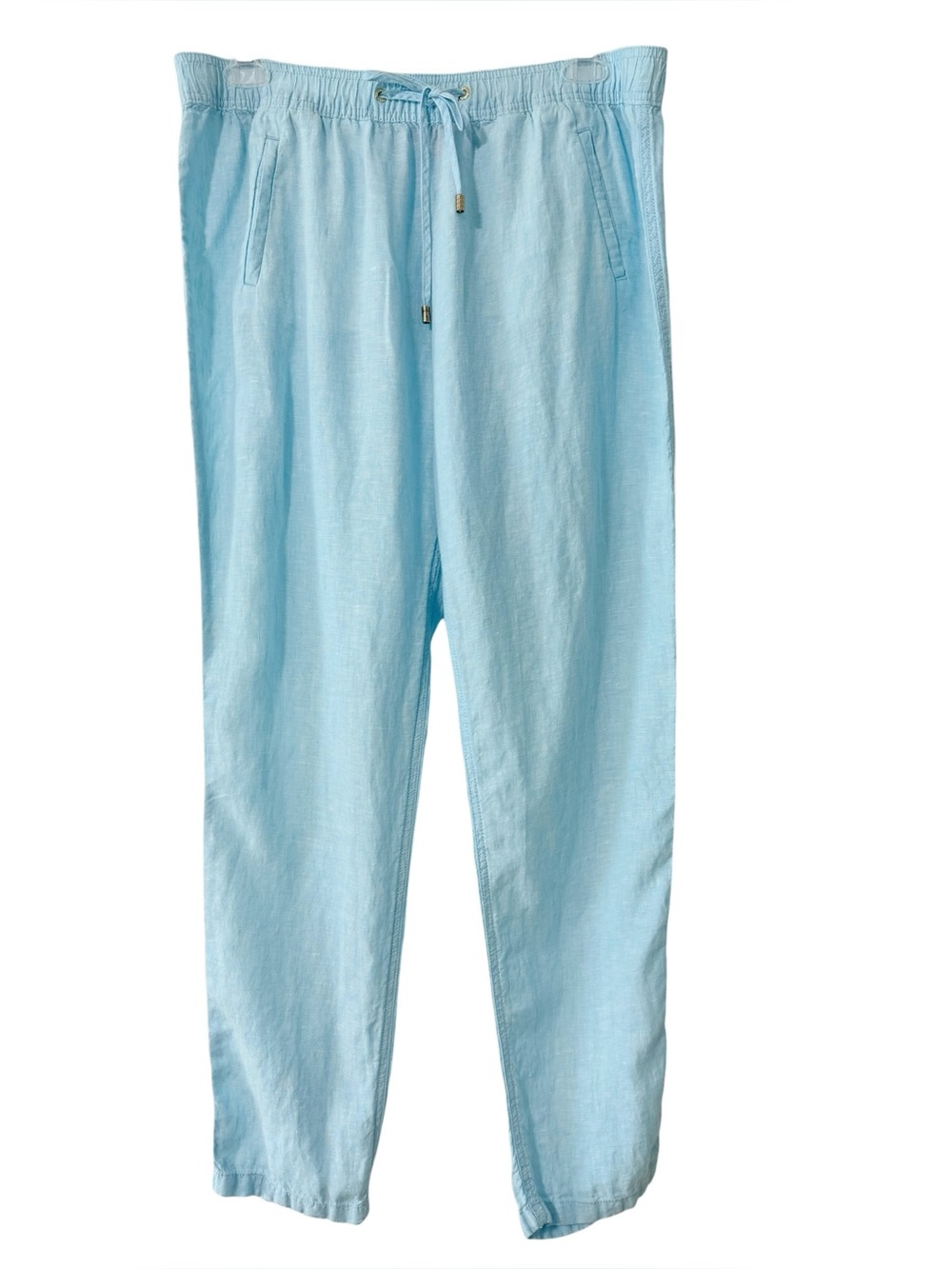 100% Linen Lily Pulitzer 31” Inseam Celestial Blue Straight Leg Pants Size XL